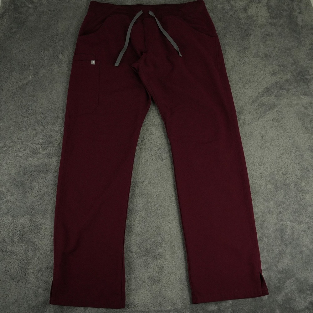 FIGS Kade Straight-Leg Scrub Pant Womens Large Tall Burgundy Medical T21004T - Picture 2 of 11